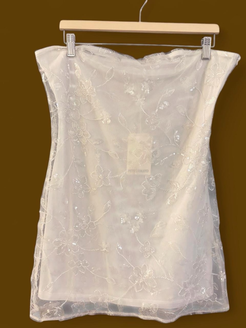 Peppermayo White Strapless Sequin Floral Mini Dress Brand New With Tag